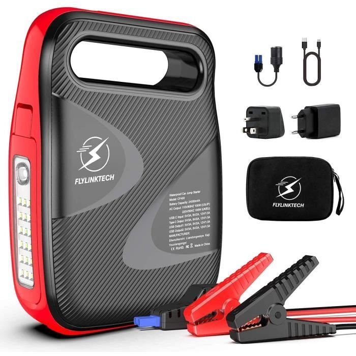 Booster de démarrage-FLYLINKTECH CF400-100W-Sortie AC-220V-Charge Rapide-QC3.0-Chargeur de batterie de voiture