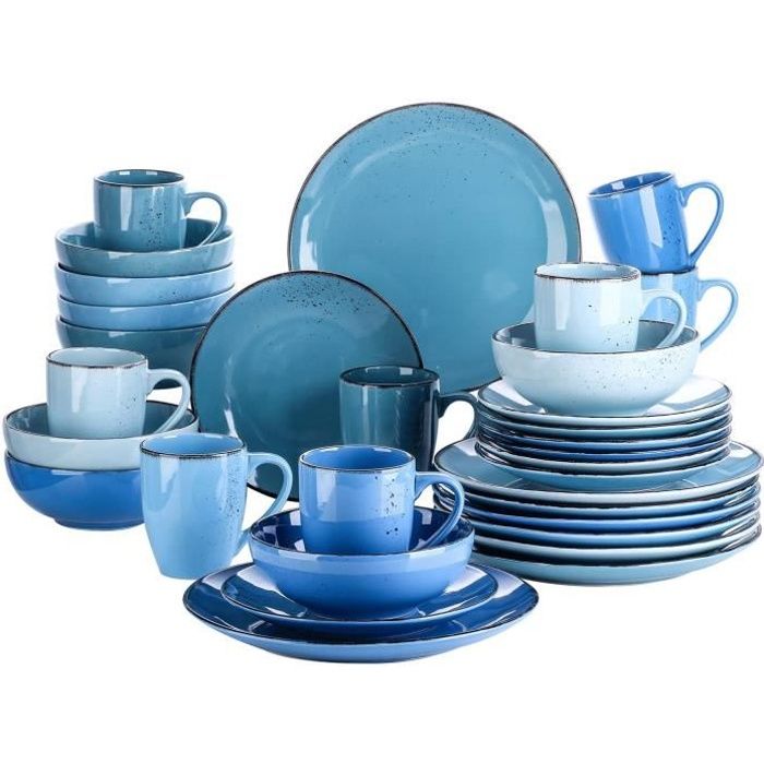 vancasso, Série Navia, Service de Table Complet en Céramique, 32 Pièces pour 8 Personnes, Assiette Faïence Style Moderne