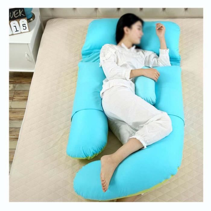 Détachable Coussin de Grossesse en Forme de G,Coussin de Maternité Ergonomique,Soutient Tout Le Corps,VertBleu,80x175cm