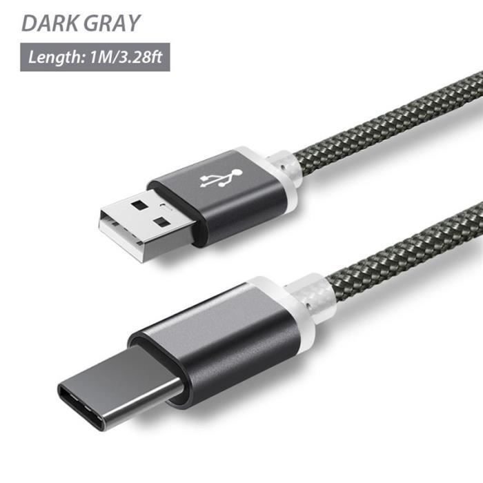 Câble de données de charge Type gris c 9 mm long type USB cable verser Blackview Bv9700 Bv9600 Pro Bv6800 Bv9500 Oukitel K12 Z2 Pr