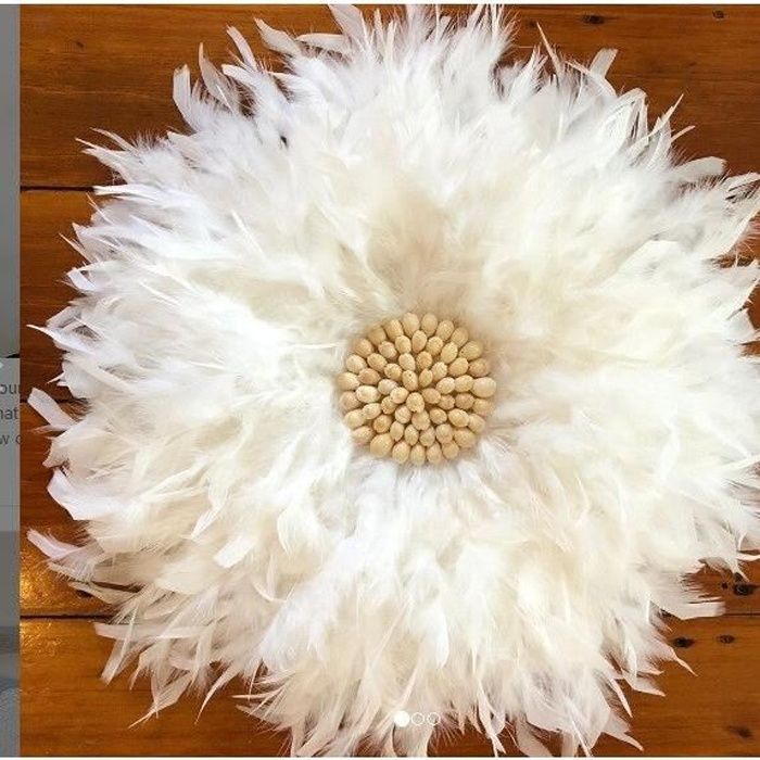 Décoration murale,Nordique Chambre d'enfant Décoration Créative Tissés à La Main Plume Miroir Décoration - Type White#40cm