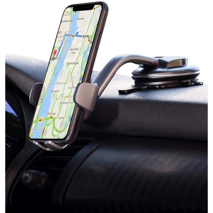 AUKEY Support Téléphone Voiture pour Tableau de Bord Pare-Brise Ventouse Forte en Gel Collant Réglable Rotation 360° HD-C50