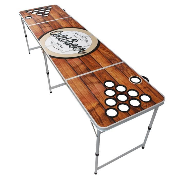Table de beer pong - Backspin BeerCup - compartiment réfrigéré - 6 balles - en bois