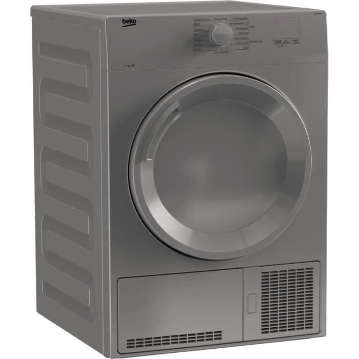 SHOT CASE - Seche-linge a condensation BEKO DB7111PA0S - 7 kg - L60cm - Classe B - Tambour Aquawave - Inox et silver
