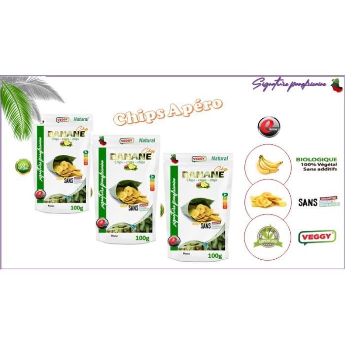 Chips de banane non-sucrées - sélection panafricaine -3x100g