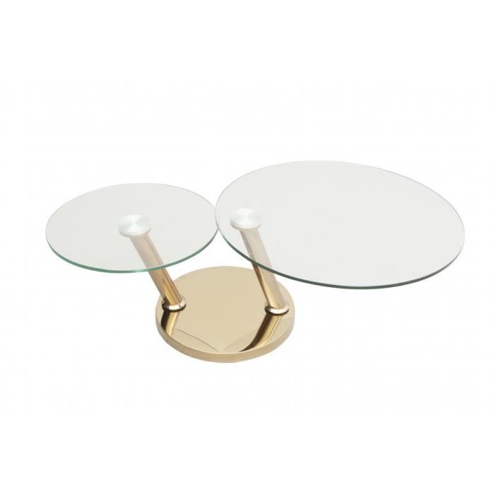 Table basse OPTION Ã doubles plateaux pivotants en verre trempé et pied en acier CUIVRE transparent Verre Inside75