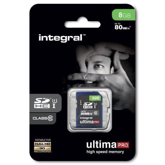 INTEGRAL UltimaPro - Carte mémoire flash - 8 Go - UHS Class 1 / Class10 - SDHC UHS-I