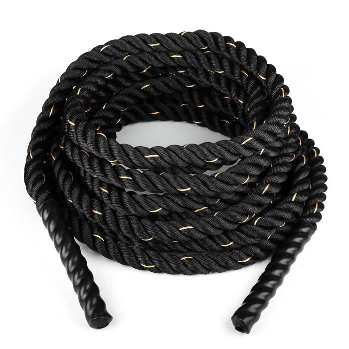 CAPITAL SPORTS Monster Rope - Corde d'entrainement intensif cross-training (15m, diamètre 3,8cm, nylon ultra-résistant) - noir