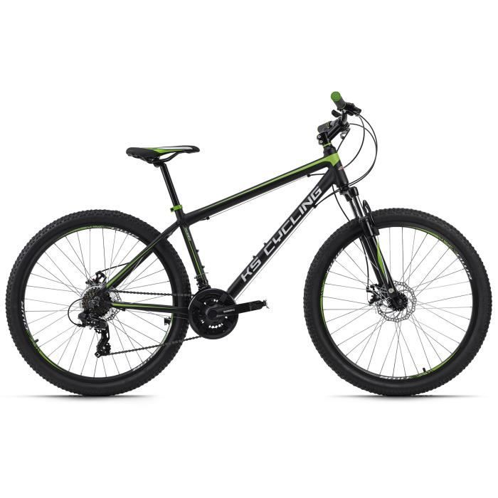 Vélo VTT Semi-Rigide 27'' - KS CYCLING - Xceed - Unisexe - 21 Vitesses - Noir-Vert - Taille de Cadre 42 cm