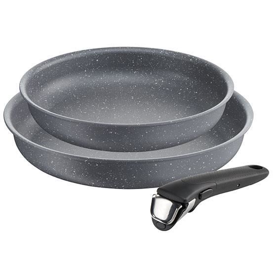 Lagostina Ingenio, Gris, 24 cm, 28 cm, Noir, Amovible, Céramique, Gaz, Induction, Plaque étanche