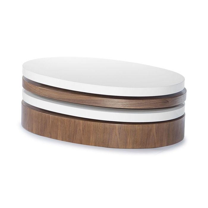 Table basse bois et laqué SIDONY - Noyer/Blanc - Bois foncé 30 Bois Foncé
