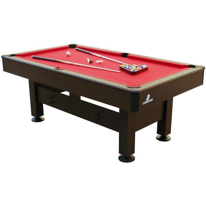 Cougar Table de Billard Topaz 6ft marron / rouge pour l'intérieur | Accessoires inclus | Table jeu Adulte & Enfant