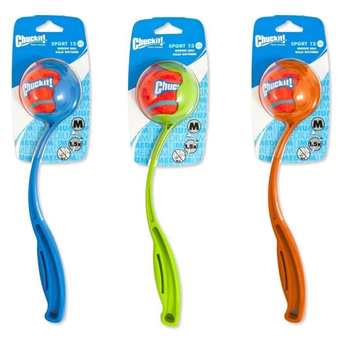 CHUCKIT! Lanceur de balle 12M - Vert, orange ou bleu - Pour chien