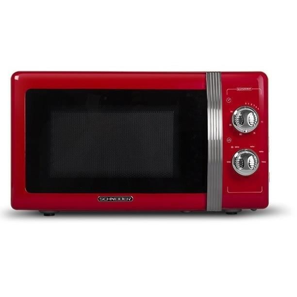 SCHNEIDER - SMW20VMR - Micro-Ondes Vintage - Monofonction - 20 Litres - 700 Watts - Coloris Rouge
