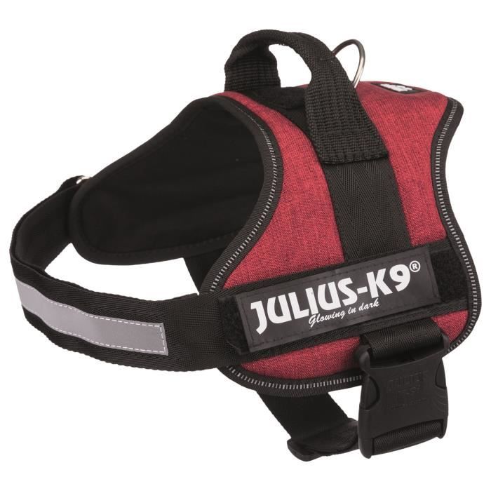 JULIUS K9 Harnais Power 0–M–L : 58–76 cm - 40 mm - Rouge bordeaux - Pour chien