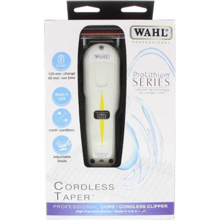WAHL 08591-016 Tondeuse à cheveux Professionnelle - Series Cordless Super Taper - ProLithium - Blanc