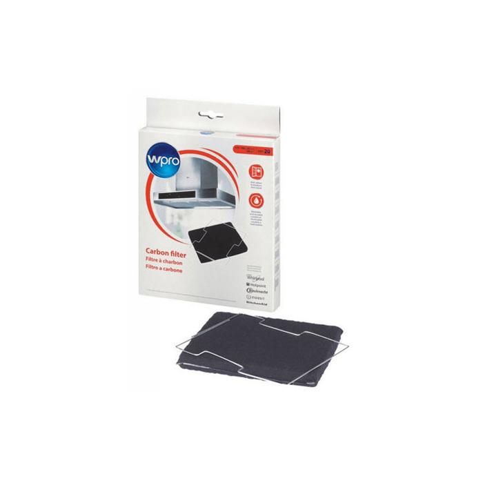 Wpro CFW020/1 Filtre de hotte à charbon Type 20 - dim 220x180x20 mm - lavable au lave-vaisselle et réutilisable pendant 3 ans