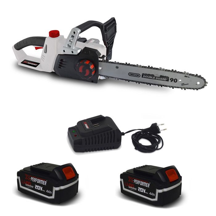 Tronçonneuse 40V (2x20V) X-Performer XPTRO40LI-2B - Double Sécurité - Graissage Auto + 2 Batteries 4 Ah / chargeur