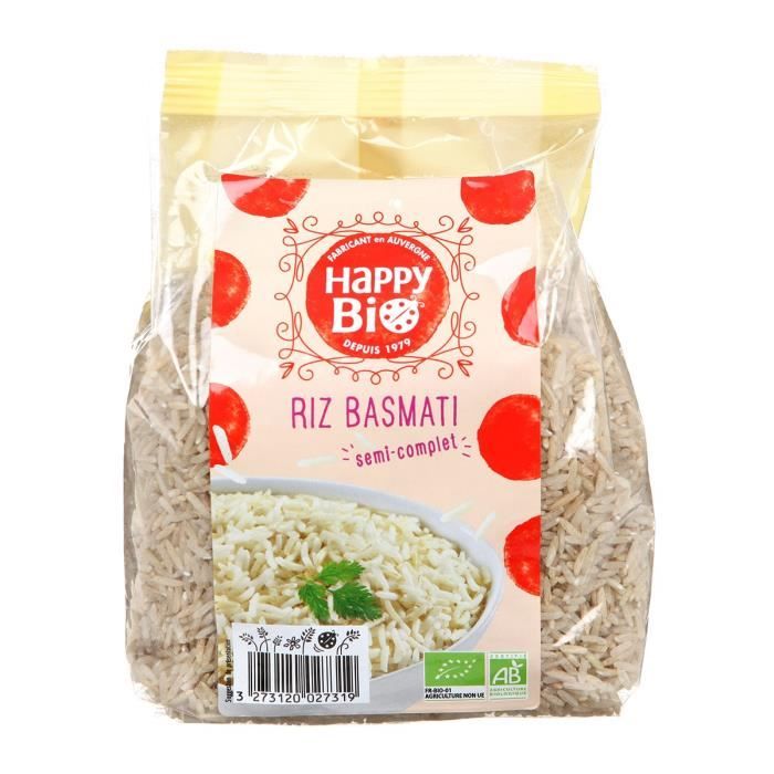 HAPPY BIO Riz basmati semi-complet bio - 500 g