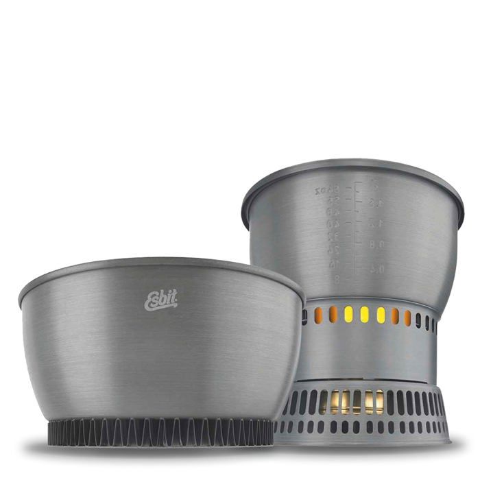 Esbit E-CS2350WN - Set cuisine camping 12 pièces aluminium anodisé (235 L) avec brûleur alcool