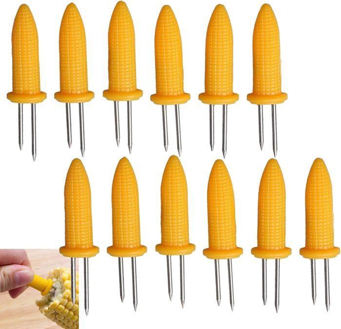 8 Brochettes à Maïs En Acier Inoxydable - Fourchettes Pour épi De Maïs BBQ, Camping, Pique-nique, Réutilisables
