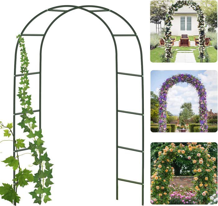 GOPLUS Arche De Jardin Fer Forgé 205cm - Treillis Plantes Grimpantes Mariage Décoration