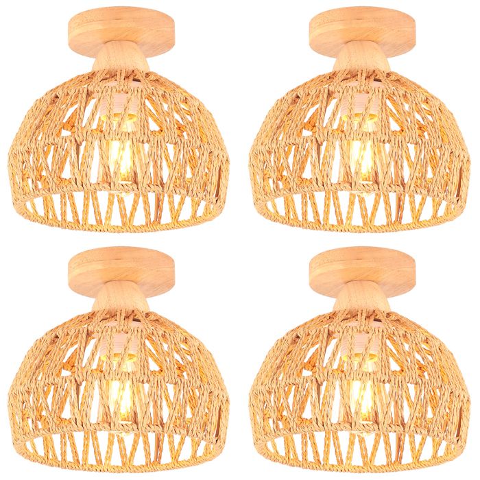 Plafonnier - IDEGU - Vintage - Métal + Corde de chanvre - 20cm x 12.5cm - E27 60W