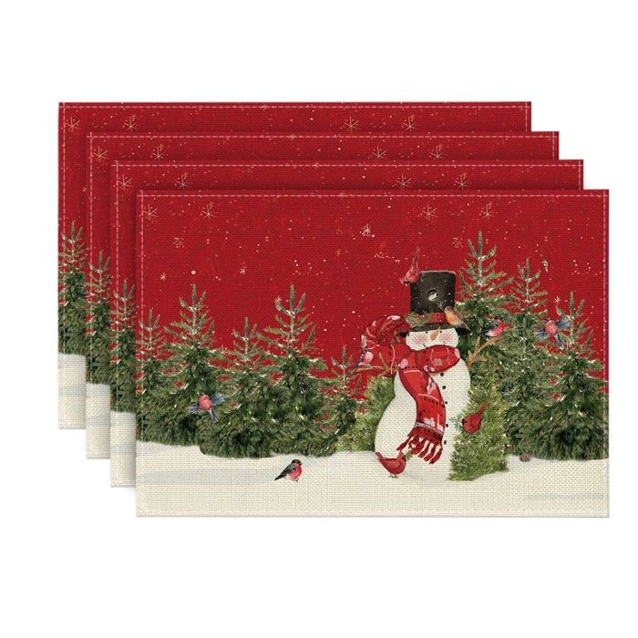 6 Sets De Table De Noël Lavables - 45x30 Cm En Lin Résistant à La Chaleur - Décoration Festive Pour Repas De Fête - 13