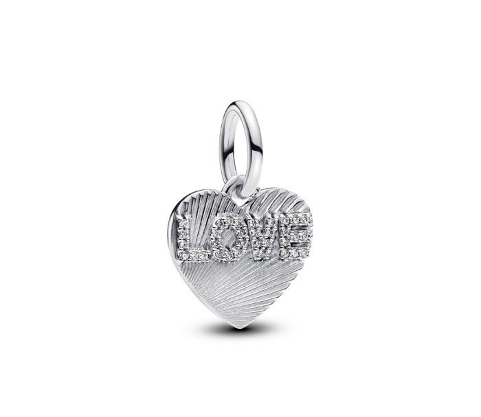 Charm Pendant - PANDORA - Cœur dAmour Gravable - Argent 925 - Double face - Personnalisable Charm Pendant - PANDORA - Cœur dAmour Gravable - Argent 925 - Double face - Personnalisable