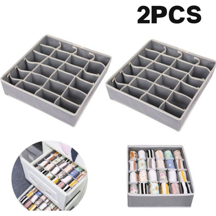 ZAEWRY Lot De 2 Boîtes De Rangement Compartimentées, Sacs De Rangement Transparents Boites De Rangement Pliables Tiroirs Pour Armoire Et Vetements 79985069