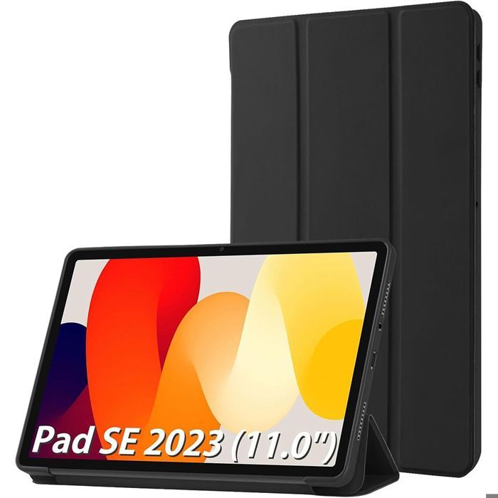 Housse + Verre Trempé Pour Xiaomi Redmi Pad SE (2023) - Coque étui Veille Auto - Noir