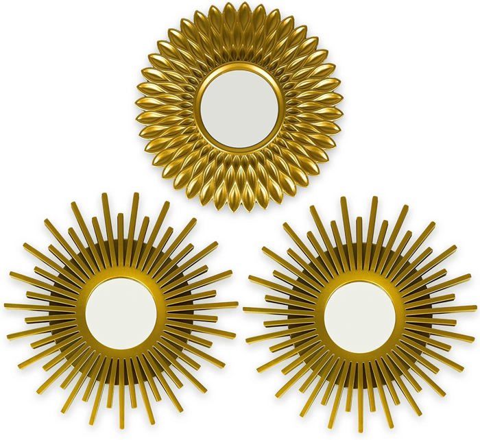 Miroir Murale 3Pièces Miroir Rond pour Decoration Murale dans MaisonSalon et Chambre Miroir Soleil Accrocher au Mur Original