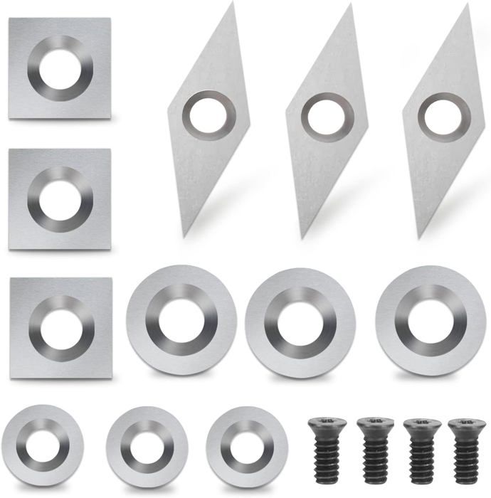 Plaquettes de Coupe en Carbure 12 pièces Outils Tournage Bois Inserts en Carbure Gouges Tournage Bois