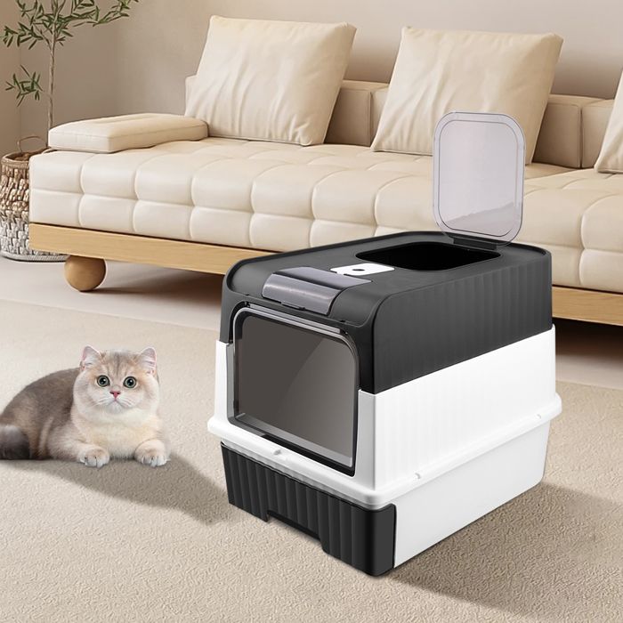 Meilleurs prix pour XJING Bac à litière en PP avec couverclefacile à nettoyer avec tiroir désodorisant et bac à litière à écope (49*37*35）