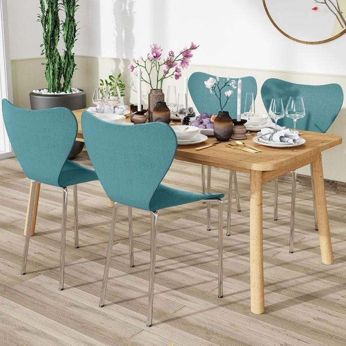PIPIPOXER Lot de 4 Chaises Salle à Manger - Empilable - Ergonomique- Design Scandinave - 50x45x82 cm - Blue