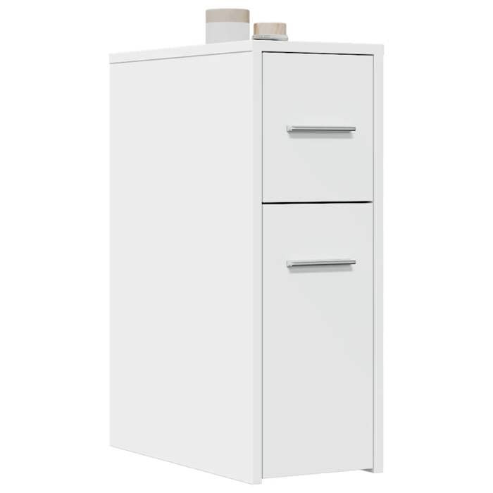 Armoire de salle de bain étroite - vidaXL - Blanc - Bois dingénierie - 22x44x615 cm - Deux roulettes