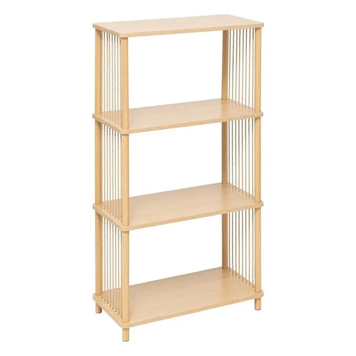 Etagère droite à 4 niveaux effet bois clair - Longueur 60 x Profondeur 30 x Hauteur 110 cm
