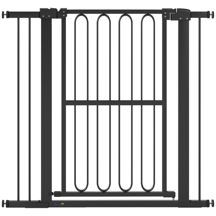 Barrière de porte pour chien - 76-104 cm - Sans perçage - Noir - 94 cm de haut - Ajustement réglable