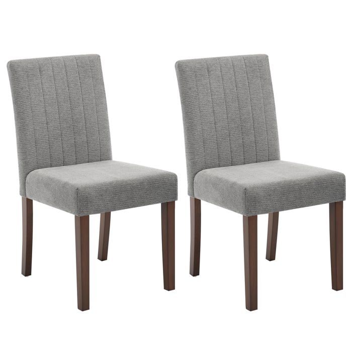 Chaises modernes de salle à manger - LUNSY - Design Parsons moderne - Motif rayé - Pieds en bois massif