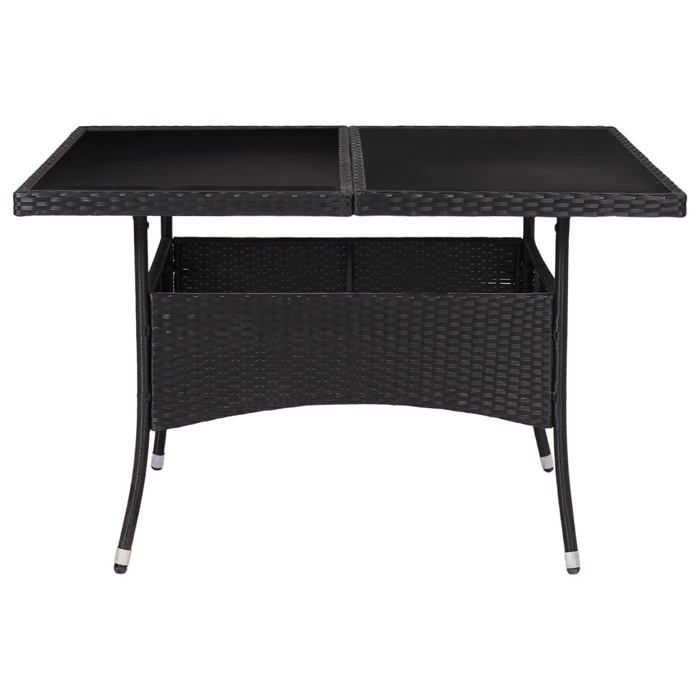 Table à dîner dextérieur Matériau durable Anti-uv Noir Résine tressée et verre - (120x120x75 cm) 6JYkyk