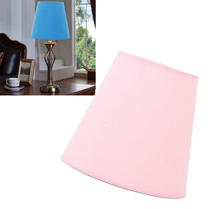 3pcs Abat-jour tissu moderne – Nosheir – E14 clip rose pâle – lumière tamisée – chambre ou bureau