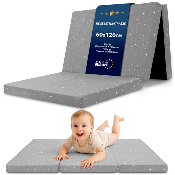Matelas bebe pliable 60x120 cm pour lit - matelas bébé pour lits parapluie sol enfant et respirant en mousse 60 x 120 cm Galaxie