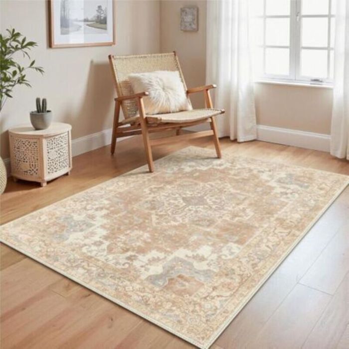 Tapis salon vintage 60x90cm antidérapant lavable poils ras marron