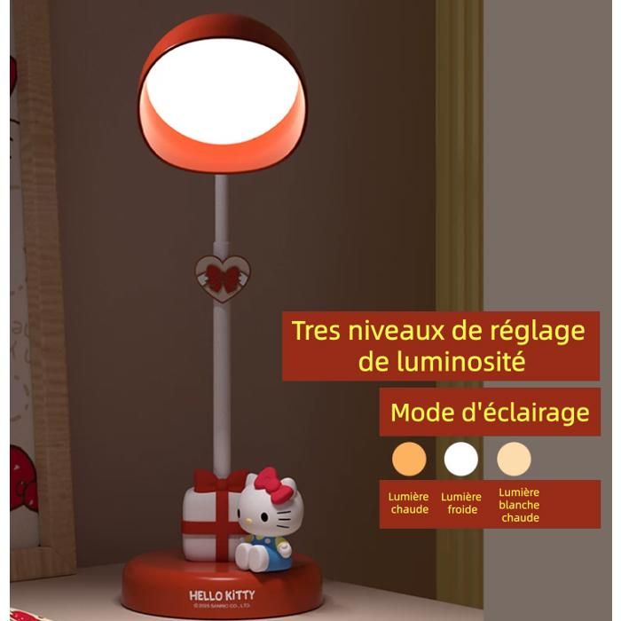 Lampe à poser Hello Kitty design mignon gradable rechargeable lampe de table adaptée à la chambre et au bureau de lecture