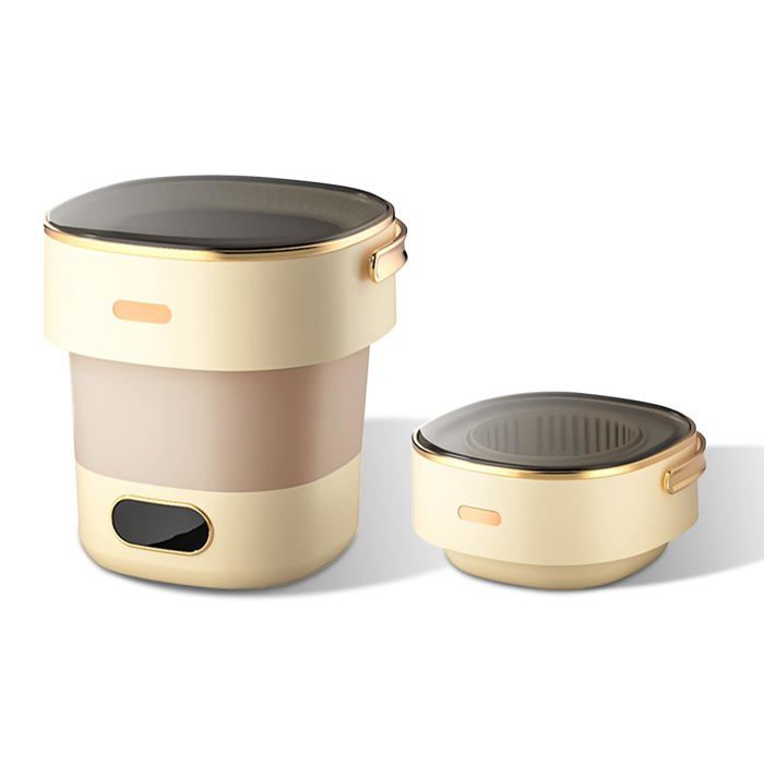 Mini lave-linge pliable 13L avec essoreuse – Silencieux – faible consommation – Pour sous-vêtements vêtements bébé -Beige