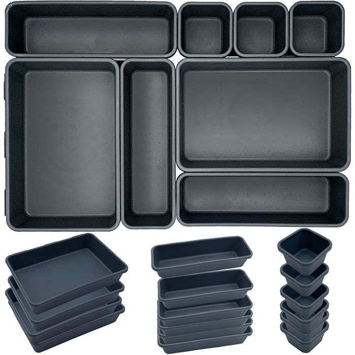 Lot de 24 Organisateur Tiroir Cuisine en Très ProfondForme Universelle Garder Tiroir du Bien Rangé pour Gris 24