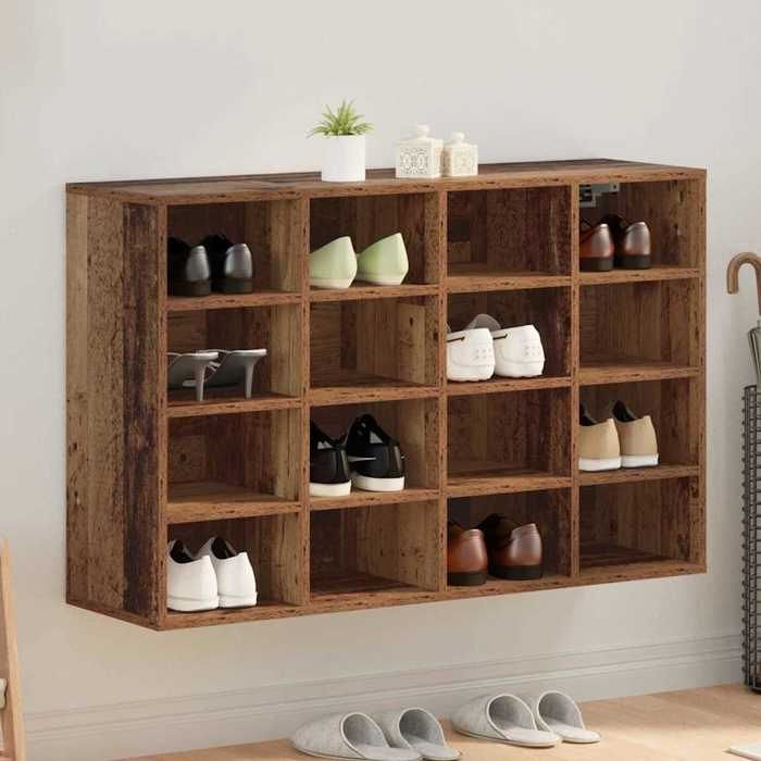 Cabinet à chaussures avec étagère - vidaXL - (1 pc) - Support chaussures - bois - bois ancien - grand rangement - 103 x 30 x 67 cm@y Cabinet à chaussures avec étagère - vidaXL - (1 pc) - Support chaussures - bois - bois ancien - grand rangement - 103 x 30 x 67 cm@y