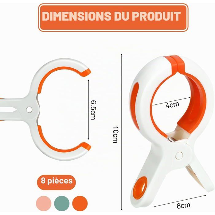 8 pcs Grosse Pince à Linge Pince Serviette Plage Clips de Transat Pinces à Serviettes de Bain Durable Pince pour Serviette de Plage