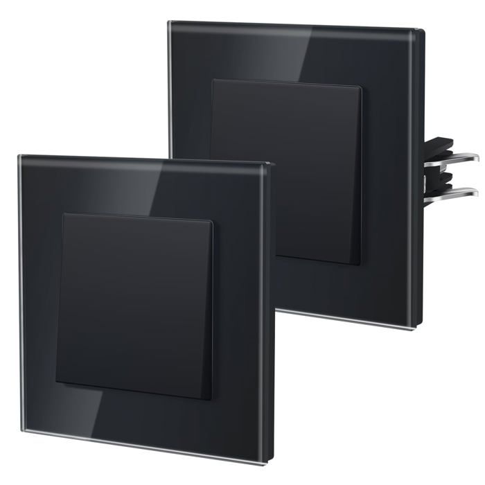 Interrupteur Mural Interrupteur Va Et Vient Avec Griffes Verre Interrupteur Lampe De Chevet 1 Gang 1Way 86mm Noir