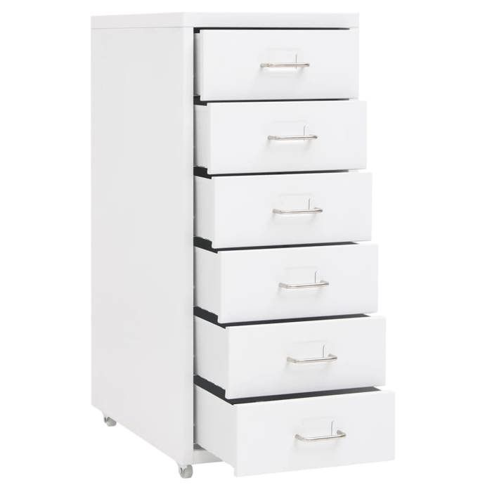 Classeur mobile Blanc 28x41x69 cm Métal_2 ans garantie_97847